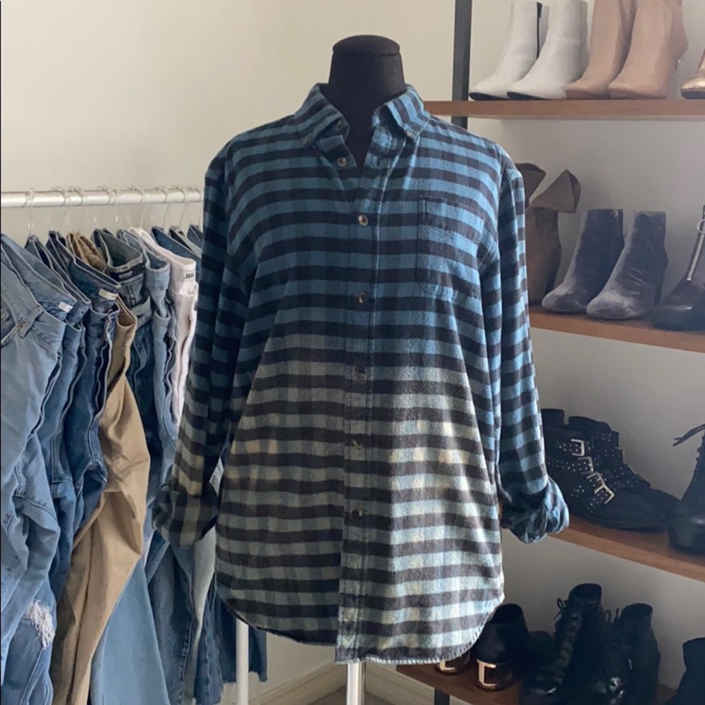 Vintage Bleached Flannel Button Down Shirt